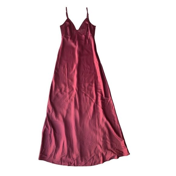 ModCloth Embrace Elegance Satin Maxi Dress In Merlot Size 4 - Picture 7 of 12